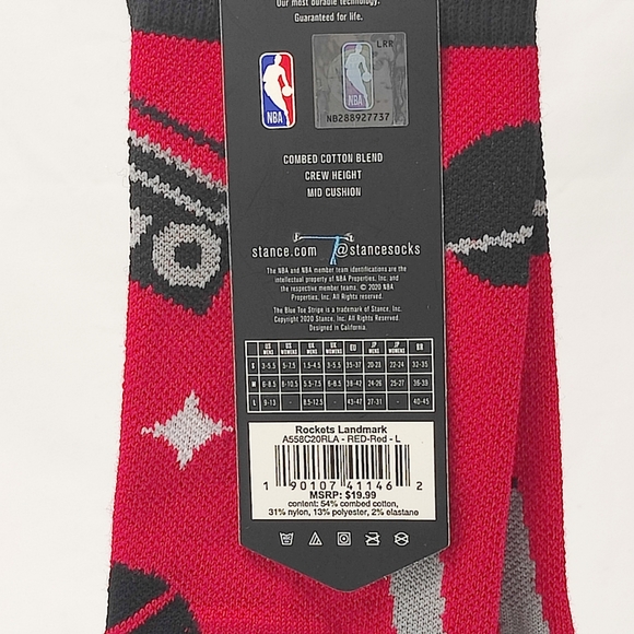 NWT STANCE NBA HOUSTON ROCKETS LANDMARK CREW SOCKS Sz L - Picture 6 of 11